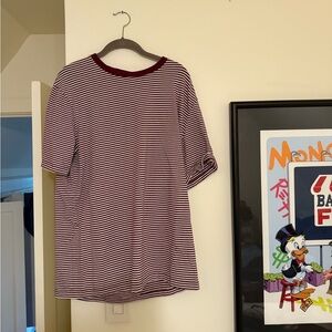 Scotch & Soda Burgundy and White Striped Tee